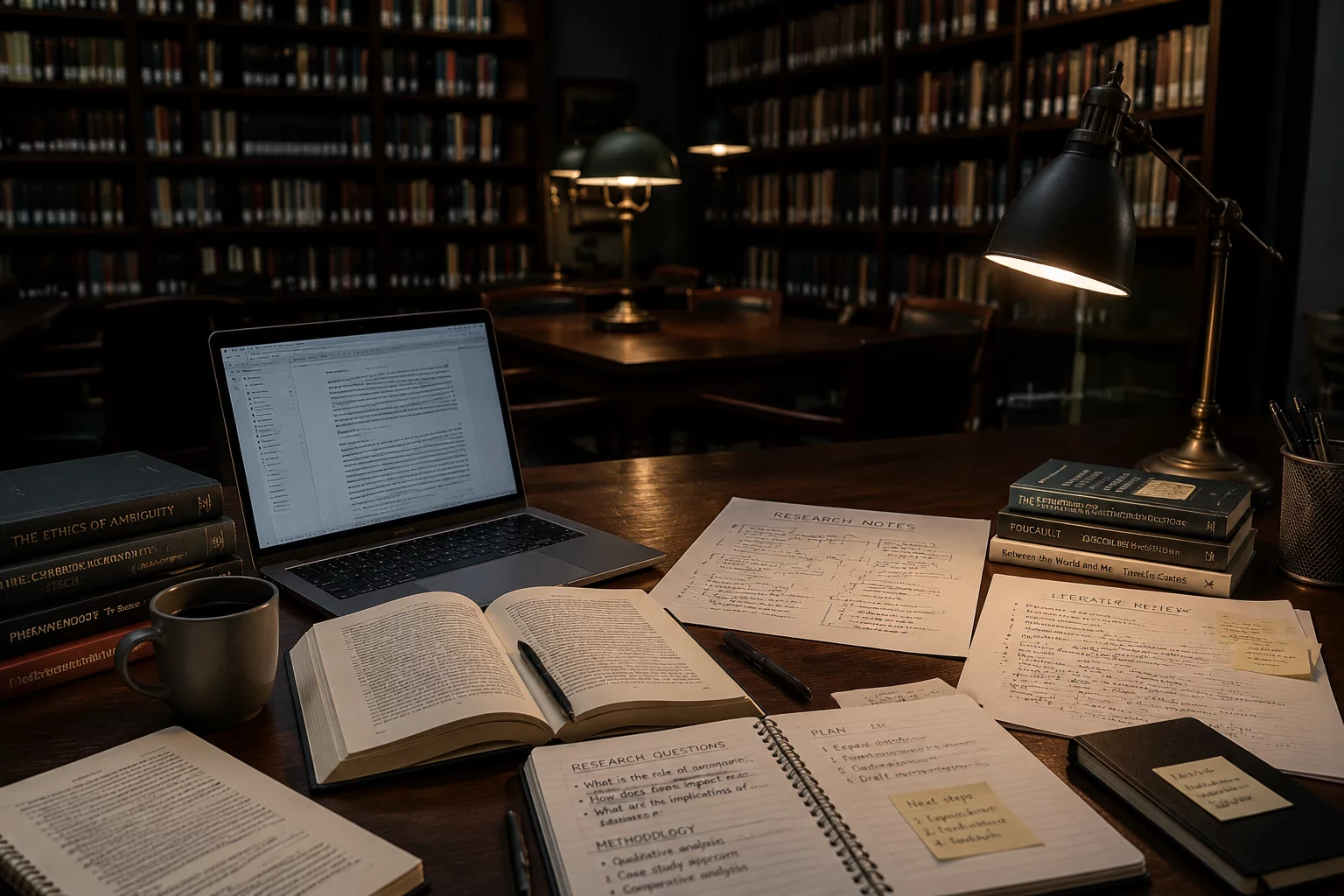 Research literature workspace background